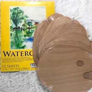 NWOT Strathmore 11 x 14 Heavy Weight Watercolor Pad and 8 Basswood Palette Set